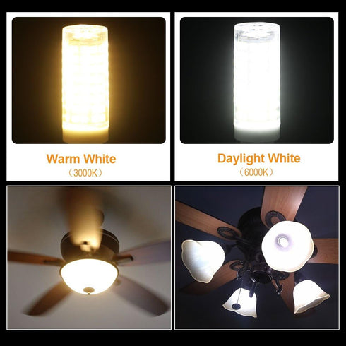E11 LED Bulb,Dimmable, 8W (75W or 100W Halogen Bulbs Equivalent), JD E11 Mini Candelabra Base, AC110V120V 130V, 3000K Warm White for Chandeliers C...