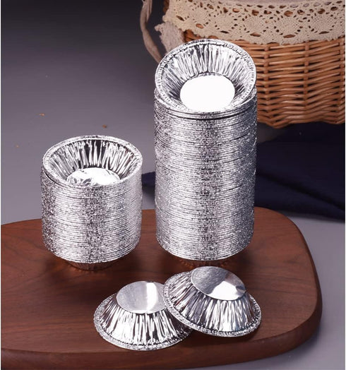250 PCS Disposable Egg Tart Tins Molds Aluminum Foil Round Egg Tart Mold Pie Tins Pans Cake Cups Mould Makers Cupcake Cookie Circular Egg Tart Mol...