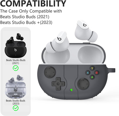 Beats Studio Buds Plus Case Cover, 2021/2023 New Beats Studio Buds, Wireless Earbuds Silicone Case Accessories with Keychain, Dark Grey...