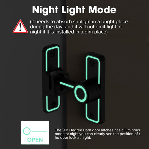 Sliding Barn Door Lock Hardware, 90 Degree Locks for Barn Doors, Flip Gate Latches for Barn, Garden, Bathroom, Outdoor, Garage, Window (Luminous B...