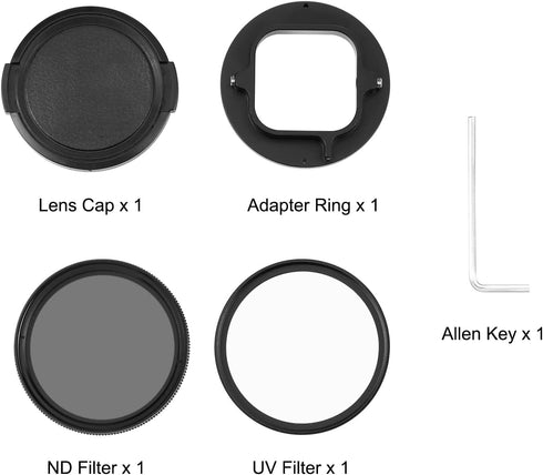 PULUZ 52mm UV?ND2-400 Lens Filter Adjustable Neutral Density Filter for GoPro Hero11 / Hero11 Black Mini / HERO10 / HERO9 with Adapter Ring and Le...
