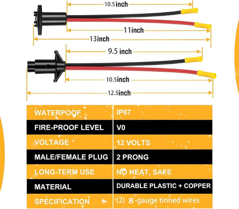 12V 8 Gauge Trolling Motor Plug and Receptacle Quick Connect Kit, Trolling Motor Plug Socket Set, 2 Wire Heavy-Duty Compatible With Minn Kota Mari...