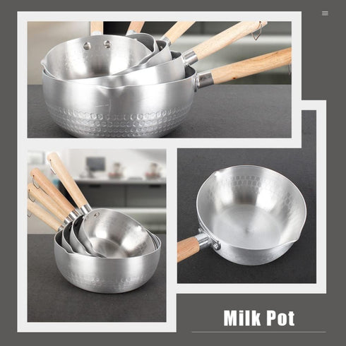Hemoton Nonstick Saucepan Stainless Steel Yukihira Pan Small Sauce Pot Traditional Japanese Saucepan with Wooden Handle for Ramen Tempura Milk 20c...