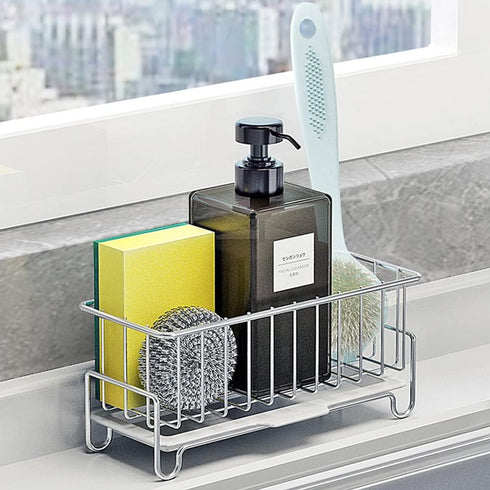 Kitchen Countertop Sponge Holder, SUS 304 Stainless Steel Dish SoapOrganizer, Basket for Cleaning and Scrub Tool, Kitchen Sink Brush Caddy Holder...