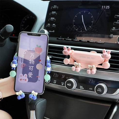 Cartoon Car Vent Phone Mount, Cute Bear Candy Clip Air Vent Phone Holder Car Fit for All Cell Phone, Pretty Car Accessories for Women Mom Wife Fri...