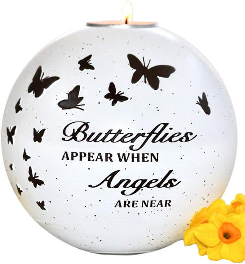 Butterfly Memorial Candle Holder - Sympathy Gift for Loss of Loved One, Remembrance Candle Holder for Bereavement, Grief & Comfort – 5 x 5 Inch...
