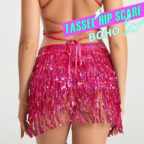 GRAEEN Sequin Tassel Belly Dance Skirt Fringe Hip Scarf Skirts for Women...