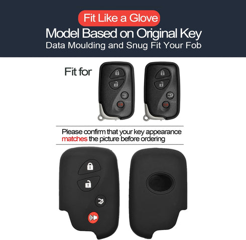 2pcs Compatible with Lexus GX460 GS350 GS450h ES350 IS250 IS350 CT200h LS460 LS600h LX570 RX350 RX450h Smart 4 Buttons Key Fob Cover Case Key Chai...