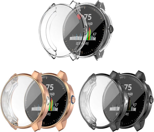 Compatible for Garmin Vivoactive 3 Music Waterproof Protective Case Soft TPU Plated Screen Protector Cover Scratch-Proof All Around Screen Cover B...