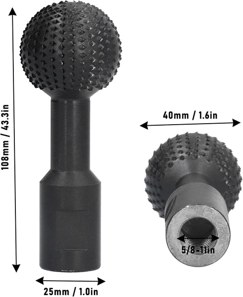 Ball Grinding Head, 5/8-11 Threads for 4 1/2 and 5 Inch Angle Grinder, Wood Carving Burrs Carbon, Carbon Steel Ball Grinding Head Power Carving To...