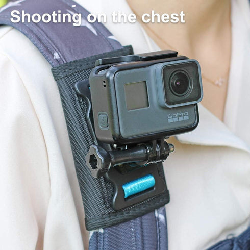 Backpack Shoulder Strap Mount Camera with Adjustable Shoulder Pad and 360 Degree Rotating Base Compatible with GoPro Hero 12 Black, Hero 11/9/8, D...