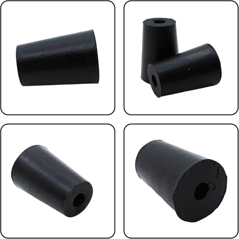 PENCK 6pcs Rubber Stopper with Hole 13mm to 17mm Tapered Plug Black Test Tubes Bungs Stoppers for Lab Home Use...
