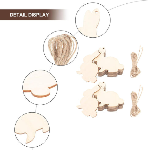 Amosfun 20PCS Easter Unfinished Wood Bunny Cutouts Wooden Bunny Slices Signs Wood Rabbit Ornament for Spring Easter DIY Crafts Hanging Decorations...