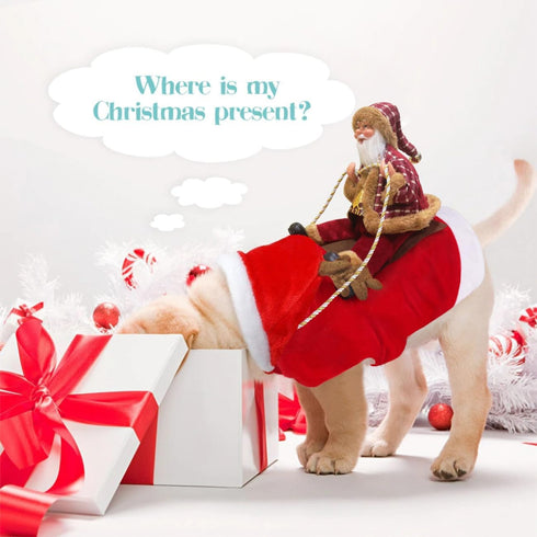 Idepet Funny Pet Dog Cat Christmas Costume Santa Dogs Winter Hoodie Coat Clothes for Christmas Halloween Party,The Riding Horse Santa Claus Pet Do...