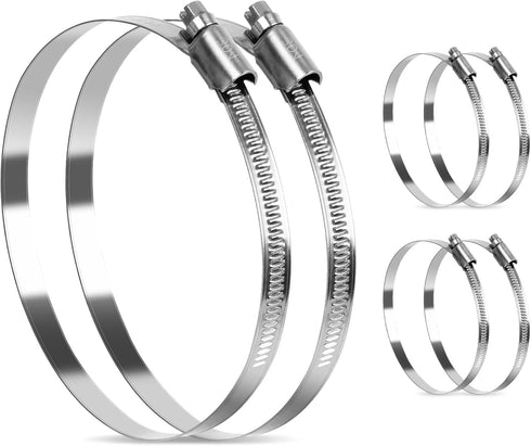 4 1/2 Inch Stainless Steel Hose Clamps, Heavy Duty Metal Clamps, Adjustable Large Duct Clamps Dryer Hose Clamps, Worm Gear Hose Clamp Assortment K...