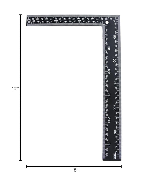 Mtsooning Metal L Square Ruler,90 Degree Right Angle Metric and Inches Ruler, 8 x 12inch Double Sided Ruler, Steel Tempered Measuring Tool for Car...