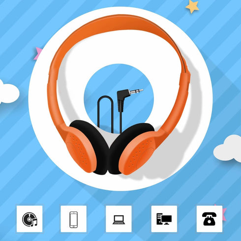 1 Pack Kids Headphones, School Headphones with 3.5mm Jack for Students Teen and Adults, Orange...