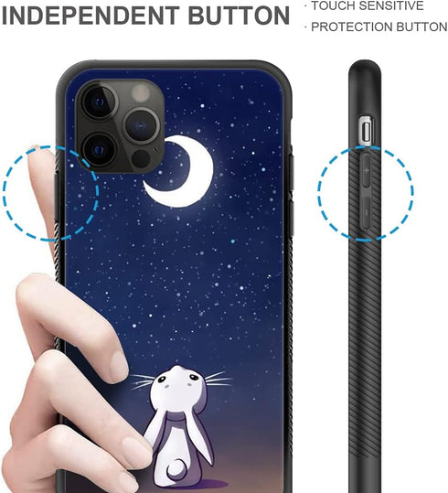ZHEGAILIAN Case Compatible with iPhone 13,Moon Rabbit Cases Compatible with iPhone 13 for Girls,Non-Slip Pattern Design Back Cover[Shock Absorptio...