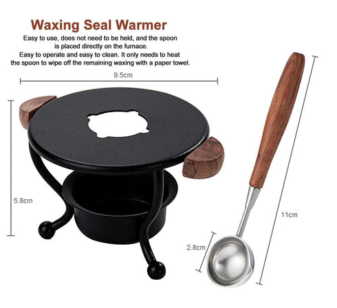Wax Sealing Kit Melting Furnace Tool Wax Seal Warmer, Wax Seal Stamp Set with Wax Melting Spoon for Melting Wax Seal Beads or Sticks, Wax Stamp Sp...