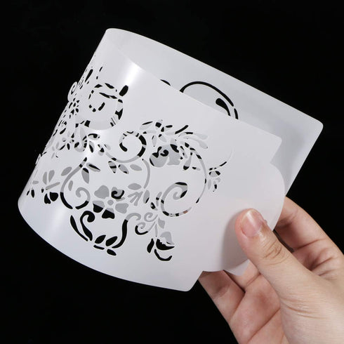 Wedding Cake Stencil Template, Kissbuty 5 Pcs Cake Decorating Embossing Plastic Spray Floral Cake Cookie Fondant Side Baking Mesh Stencil Mat Wedd...