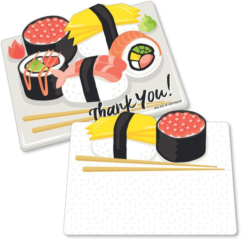 Big Dot of Happiness Let's Roll - Sushi - Shaped Japanese Party Thank You Note Cards with Envelopes - Set of 12...