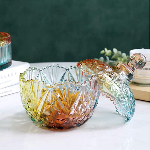 Danmu Colorful Glass Storage Jar with Lid, Candy & Cookie Jar, Jewelry Box, Buffet & Biscuit Containers (260ml / 9oz)...