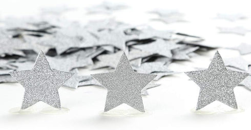 MOWO Glitter Star Confetti Wedding Party Decor and Table Decor 1.2’’ in Diameter (silver glitter,200pc)...