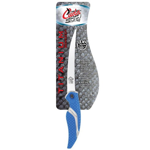 CUDA 6" Curved Boning 18833 Titanium Bonded Corrosion Resistant Stainless Steel Blade Fish Knife with Precision Ground Edge & Non-Slip Grip For Fr...
