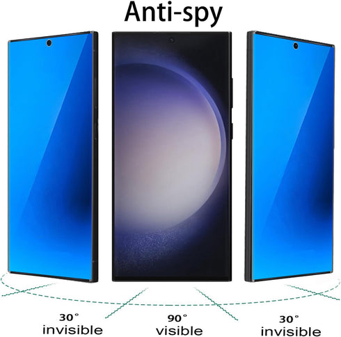 2 Pack Anti-Blue Privacy Tempered Glass for Samsung Galaxy S23 Ultra Mirror Anti-Spy Screen Protector Anti-Peeping Film Electroplated Blue...