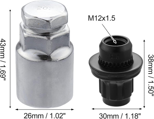 ACROPIX M12x1.5 Car Wheel Lock Lug Nuts Set Anti Theft Lug Nut Screw Fit for Toyota RAV4 - Pack of 5 Black...