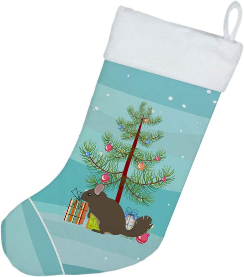 Caroline's Treasures BB9242CS Chinchilla Christmas Christmas Stocking, Teal Fireplace Hanging Stockings Christmas Season Party Decor Family Holida...