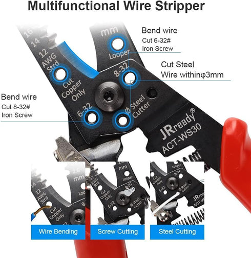 JRready Wire Accessory Tool Electronic System Connector Application Tool (Multi Function Precise stripper Tool)...