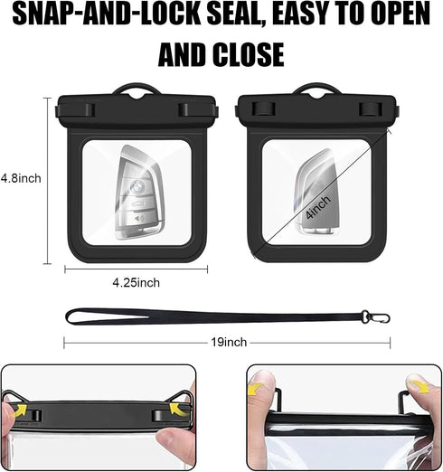 2 Pack Submersible Waterproof Wallet Dry Car Key Fob Case Bag,Swimming Surfing Water Sports Small Waterproof Pouch Holder for Money Door Ship Card...