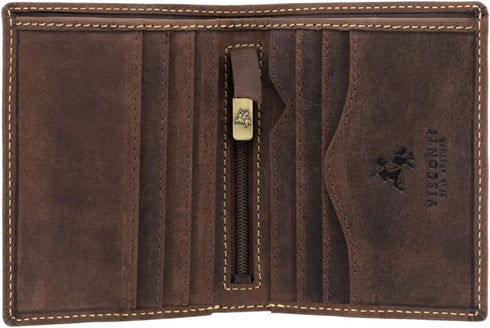 Visconti Hunter 705 Distressed Leather Slim Bifold Card Holder Wallet (Oil Brown)...