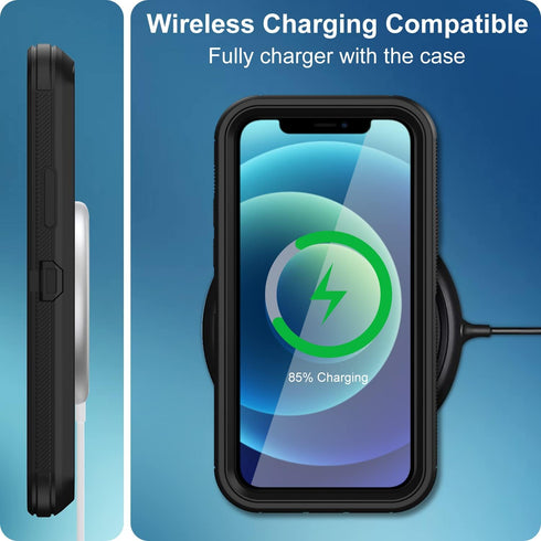 for iPhone 12 Case, iPhone 12 Pro Case, with Built in Screen Protector Heavy Duty Drop Protection Shockproof Dust Proof Protective Phone Cover for...