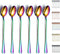 Rainbow Iced Tea Spoons, Kyraton Stainless Steel 7.5" Long Handle Mixing Spoon With Colorful Titanium Plating, Coffee Spoons, Stirring Bar Spoon, ...