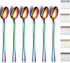 Rainbow Iced Tea Spoons, Kyraton Stainless Steel 7.5" Long Handle Mixing Spoon With Colorful Titanium Plating, Coffee Spoons, Stirring Bar Spoon, ...