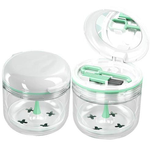 Denture Bath Cup?Retainer Cleaner Case Box,Night Mouth Guard Case Holder,Storage Soak Container with Drain Tray for Travel Cleaning with Mirror an...