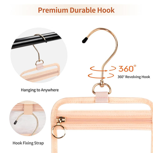 CUBETASTIC Hanging Travel Toiletry Bag for Women, Clear Makeup Bags Portable Transparent Cosmetic Case Small Skincare Pouch Waterproof Travel Bag ...