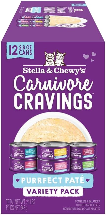 Stella & Chewy’s Carnivore Cravings Purrfect Pate Canned Wet Cat Food Variety Pack – (2.8 Ounce Cans, Case of 12)...