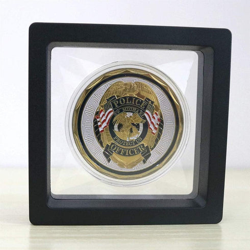 Set of 2 Challenge Coins Display Stand, 3D Floating Clear Case, Jewelry, Specimen, Military Medal Holder Frame...