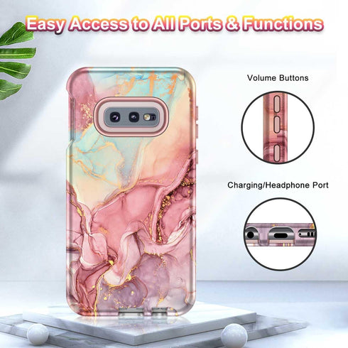 Btscase for Samsung Galaxy S10e Case, Heavy Duty Three Layer Marble Shockproof Full Body Rugged Hard PC+Soft TPU Bumper Drop Protection Women Girl...