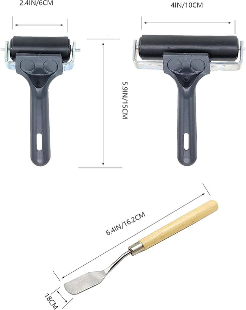 HRJZF Black Printmaking Brayers - Premium Brayer Rollers for Crafting, Hard Rubber Roller Brayers, Vinyl Roller Ink Paint Brush for Wallpapers Sta...