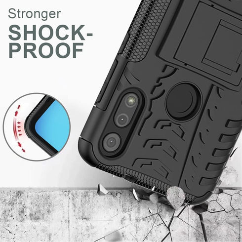 for Moto E Phone Case, Motorola e Case with HD Screen Protector, Shockproof Silicone Protective with Kickstand Hard Phone Cover for Moto E (2020) ...