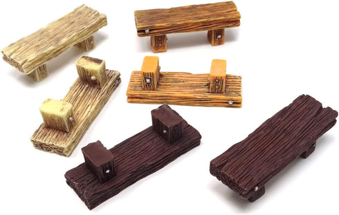 Honbay 8PCS Mini Resin Wooden Style Benches Artificial Root Stump Miniature Fairy Garden Ornaments for Moss Terrariums Landscape Dollhouse Accesso...