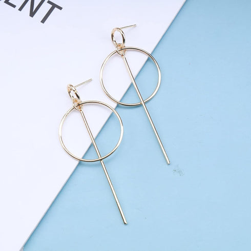 Boho Large Bar Hoop Earrings Gold Circle Stick Drop Earrings Vintage Geometric Circle Bar Dangle Earrings Big Round Circle Prom Earrings for Women...