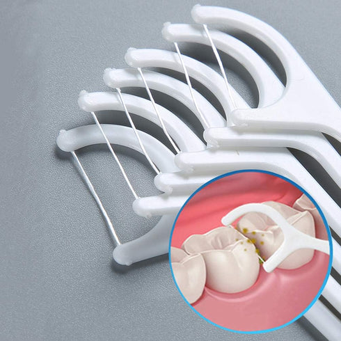 100 Pcs Disposable Dental Floss Sticks Teeth Cleaner Oral Care with Portable Plastic Case...