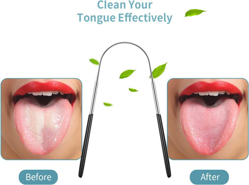 4 Pieces Tongue Scrapers, Reduce Bad Breath Cleaning Tongue Brushes Stainless Steel Oral Tongue Brushes Beauty Tools...