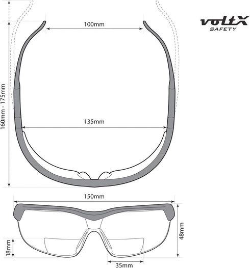 voltX GT ADJUSTABLE Bifocal Reading Safety Glasses (Clear Lens +1.5), ANSI Z87.1+ & CE EN166FT, Anti fog coated, UV400 Lens, Scratch resistant, Ti...