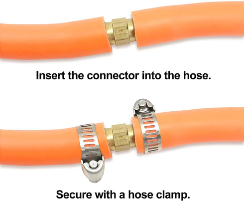 3pcs 3/8"(10mm) Hose Repair Kit Hose Connector Barb Splicer Mender Hose Brass Barb Fitting Watertight Straight Hose Barb Connector with 6pcs Stain...
